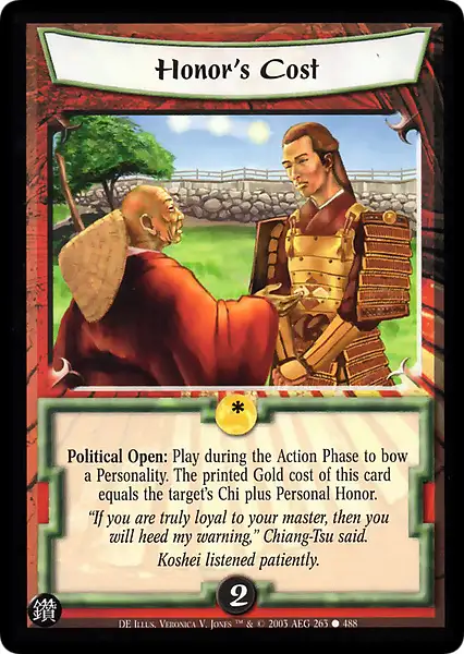Honor's Cost