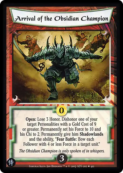 Arrival of the Obsidian Champion
